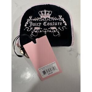 Juicy Couture Juicy Tale Black Pink Half Moon Zip-Around Coin Purse